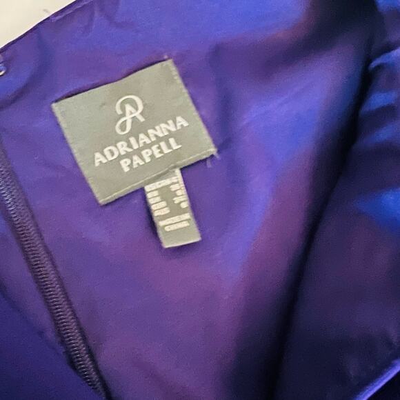 Adrianna Papell Split Neck Side Pleated Sheath Dress Size 4 Purple - Picture 4 of 8